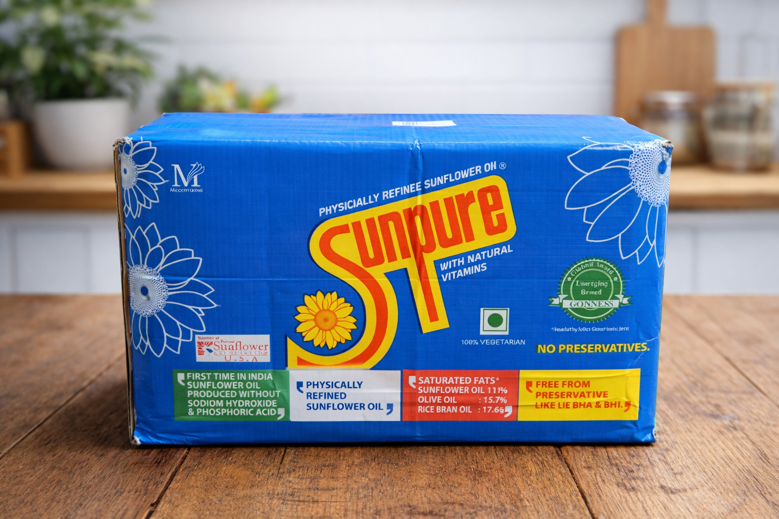 Sunpure Refined Sunflower Oil 1 Litre Oil Box 10 Pouch In One Box